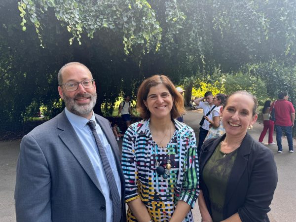 Rabbi Josh Levy and Rabbi Charley Baginsky with Sarah Sackman