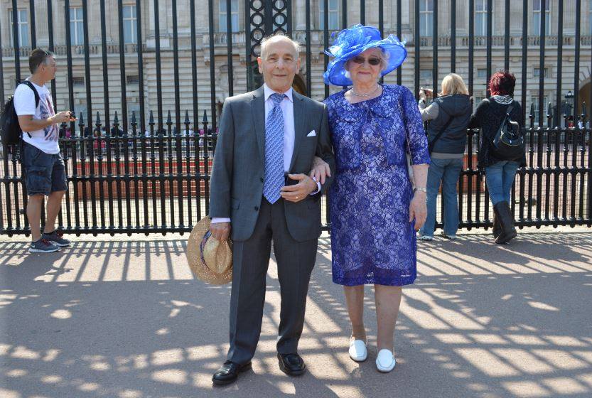 Bob and Ann Kirk at Buckingham Palace before receiving their British Empire Medals